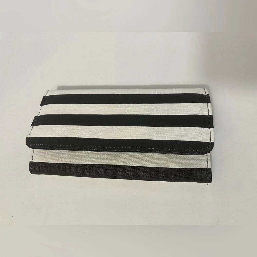 Kut from the kloth black and white striped wallet billfold clutch